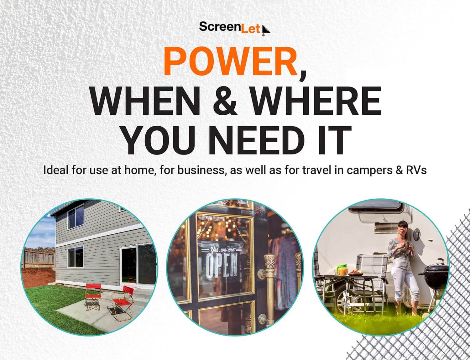 ScreenLet Shop: Access to Outdoor Power - ScreenLet Power